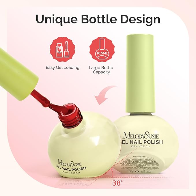 MelodySusie Highly Pigmented Gel Nail Polish Set, 0.56 fl.oz Tilt-and-Stand Bottle, HEMA Free Plant-Based Formula, 6 Colors Macarons, Soak Off UV LED Manicure Kit Gift Box(Pastel Pink Blue Purple)
