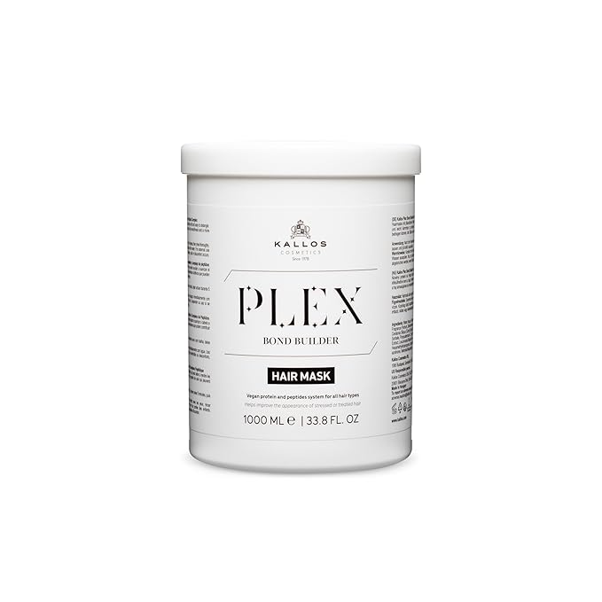 Kallos Plex Bond Builder Hair Mask with Plant Protein and Peptide Complex 1000 ml – 33.81 Fl Oz