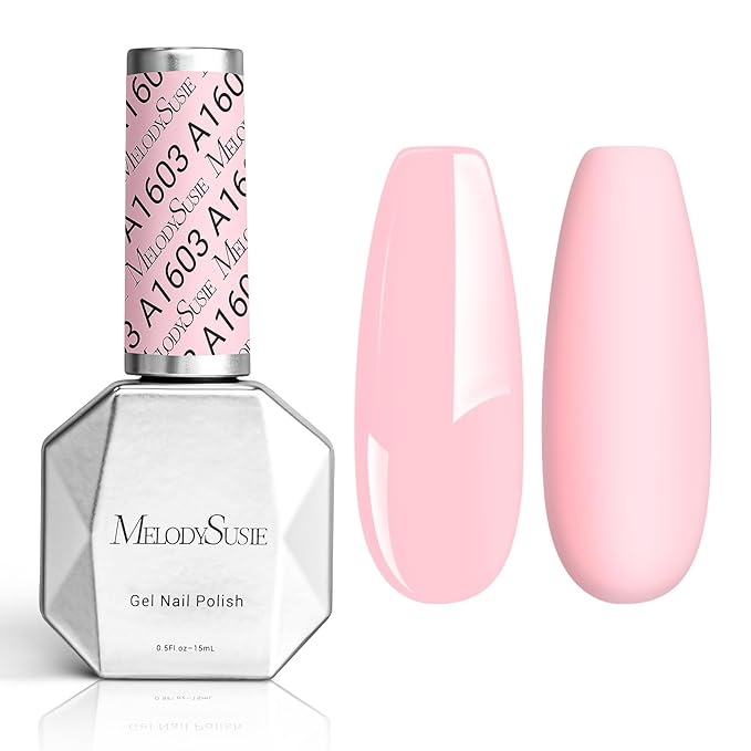 MelodySusie Thick Creamy Pink Gel Nail Polish,0.5fl oz Soak Off UV LED Spring Summer Baby Pink Gel Polish Gift for Women Nail Art Manicure Salon DIY Nail Design Decoration at Home-A1603