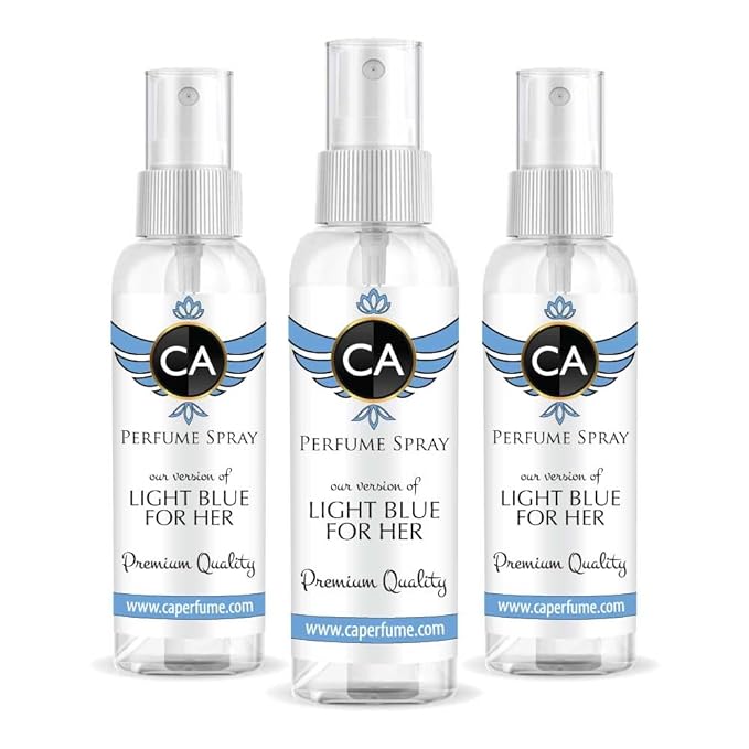 CA Perfume Eco Refill Impression of Light Blue For Her For Women Fragrance Eau de Parfum Spray Refillable Bottle 2 Fl Oz/60ml-X3
