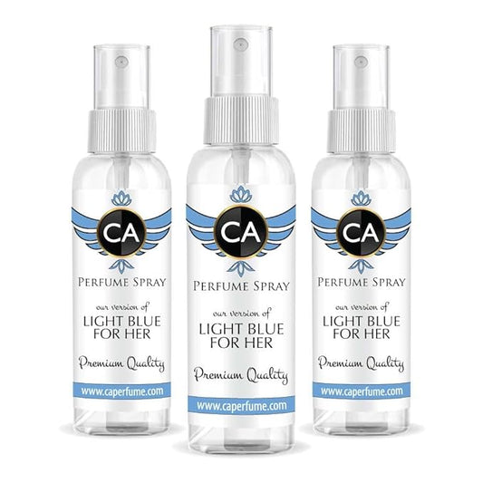 CA Perfume Eco Refill Impression of Light Blue For Her For Women Fragrance Eau de Parfum Spray Refillable Bottle 2 Fl Oz/60ml-X3