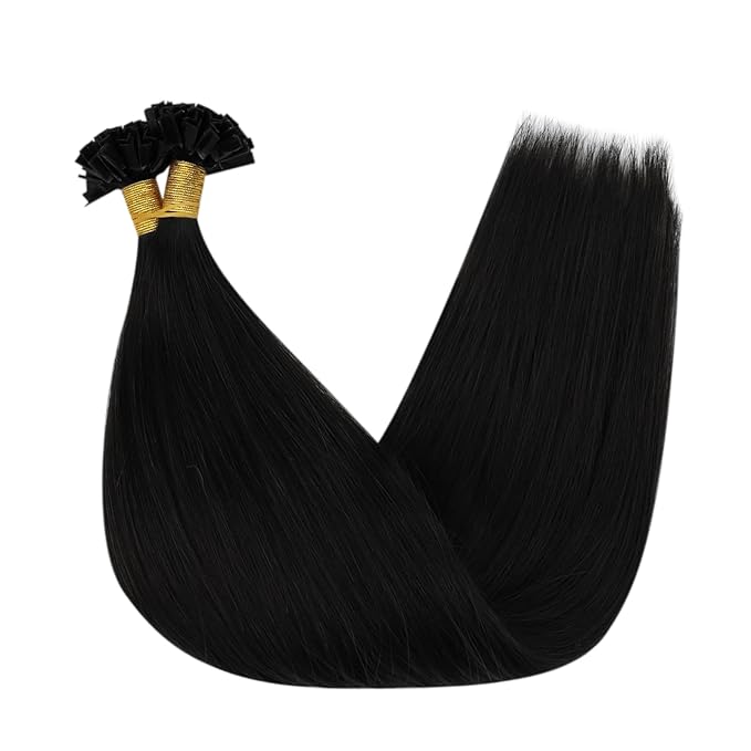 Full Shine K Tip Hair Extensions Real Human Hair Jet Black Pre Bonded Hair Extensions 22 Inch Natural Long Human Hair 50 Grams Keratin Fusion Extensions Remy Hair