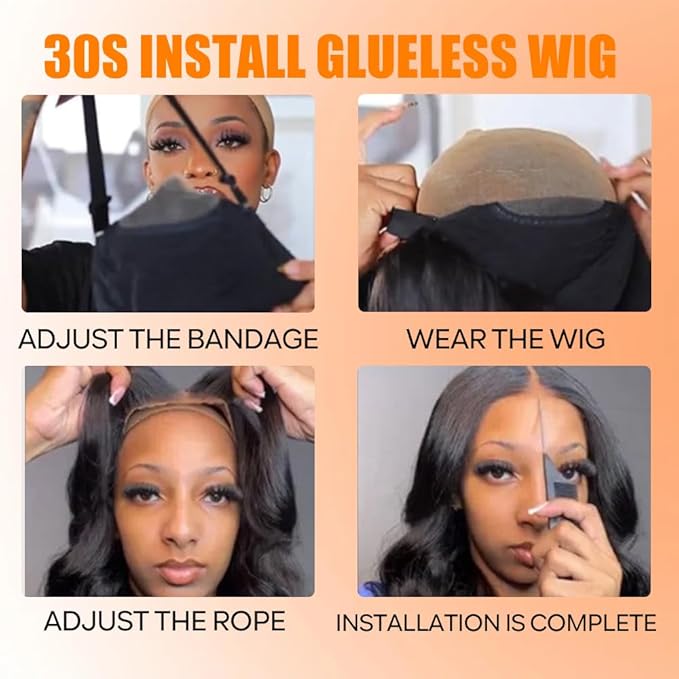 CHEETAHBEAUTY 7x6 Glueless Wigs Human Hair Pre Plucked Pre Cut 26 Inch Body Wave Lace Front Wigs Human Hair for Women 7x6 HD Lace Closure Wigs with Elastic Drawstring 200% Density Natural Color