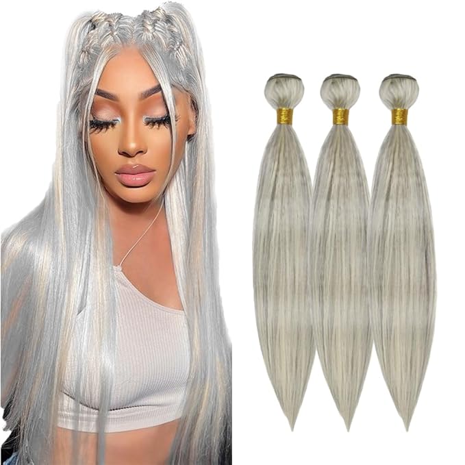 20 22 24 Inch Blonde Bundles Human Hair P613/grey Straight 3 Bundle Unprocessed Brazilian virgin hair Weave Extensions Double Weft 50 Grams/Bundle Colored Highlight Grey Bundles for Woman