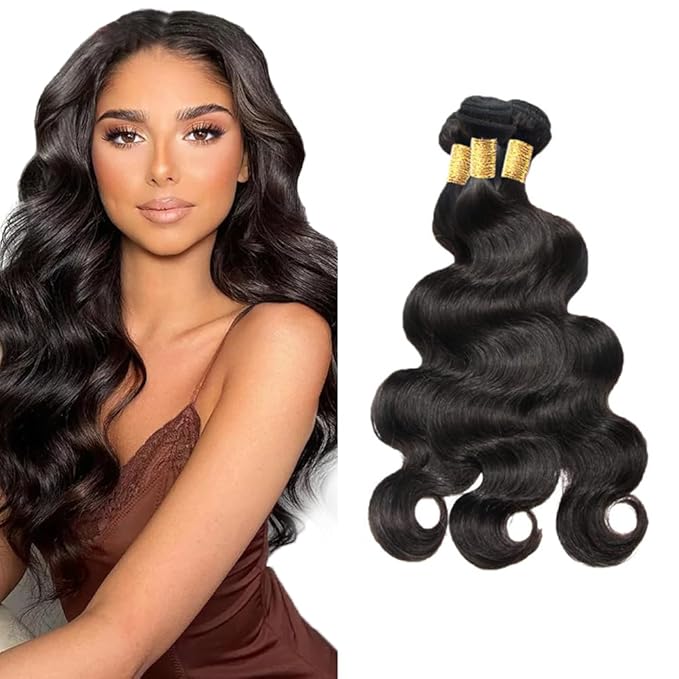 Body Wave Human Hair Bundles Color #1B Body Wave Bundles Natural Black Human Hair Bundle 22 22 22 inch No Tangle
