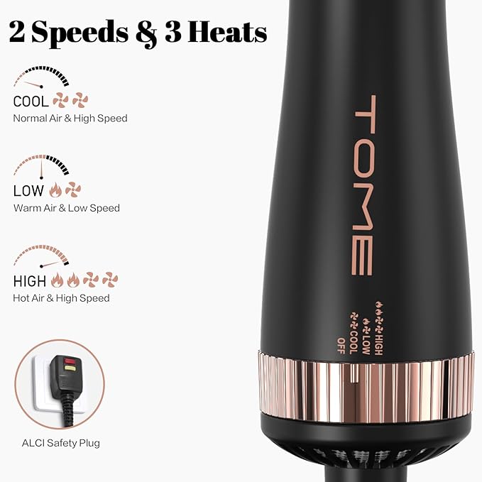 Titanium Blow Dryer Brush, 3 Inch Dual Voltage Hair Dryer Brush in one, 2-in-1 Hot Air Brush for Salon, Faster Blowouts with Tons of Volume and Less Frizz