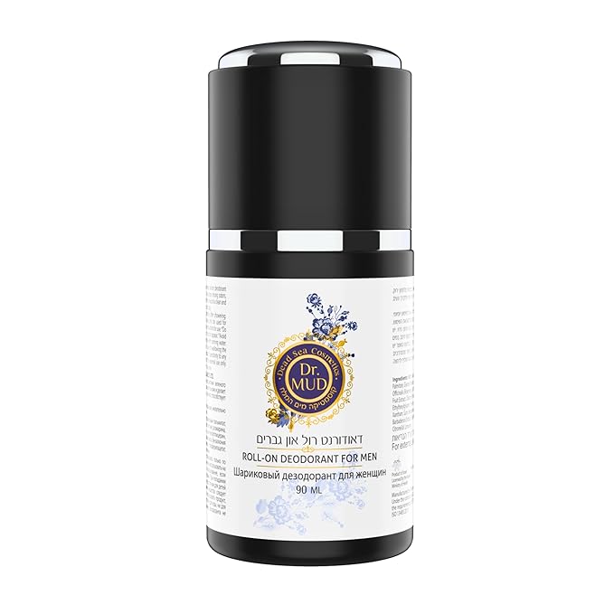 Dr. MUD Roll-on Deodorant for Men - Odor Protection | with Dead Sea Minerals, Aloe Vera, Cucumber & Chamomile | Long-Lasting, Non-Sticky, Fast-Absorbing, Refreshing Masculine Scent – 90ml