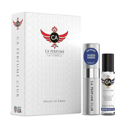 CA Perfume Impression of Sagrida Harbor for Women & Men Eau De Parfum Spray Long Lasting Oriental Floral Perfume Layering Set 0.27 Fl Oz + 0.33 Fl Oz