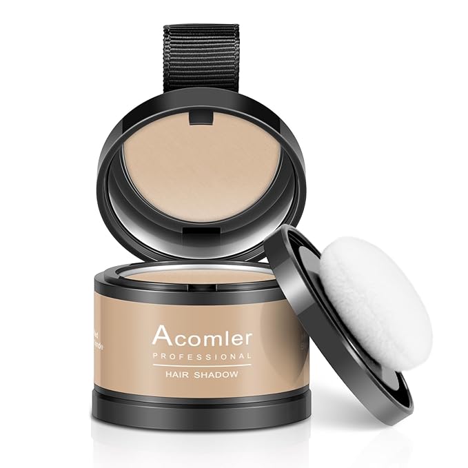 Acomler Instantly Root Cover Up Hairline Shadow Powder,Root Touch Up Hair Color Powder,Medium Blonde for Thinning Hair,Grey Hair Coverage for Women Men with Eyebrow,Beard Line,Bald Spot(Medium Blonde)
