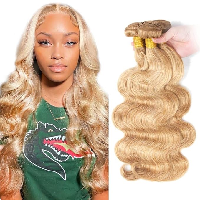 P27/613 Human Hair Bundles Blonde Body Wave Bundles 613 Human Hair Bundle 12 14 16 inch 27 and 613 Color