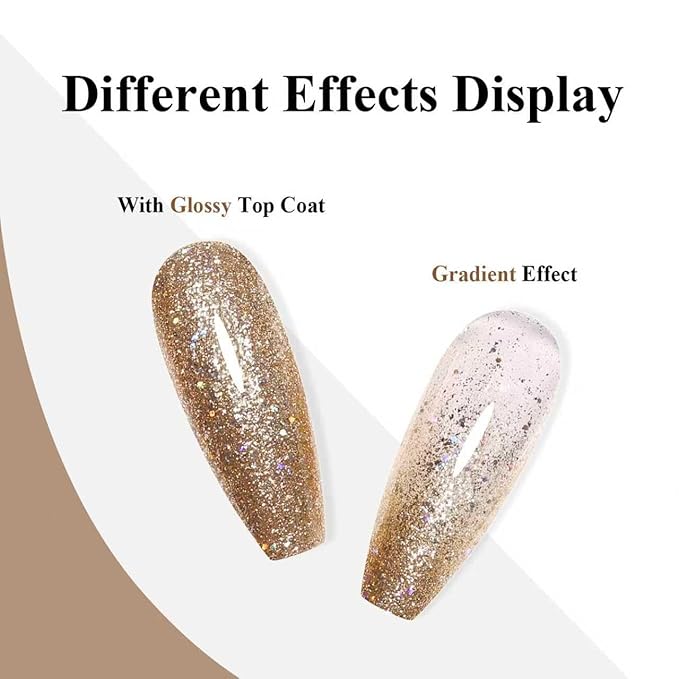 Imtiti 10ml Gold Glitter Gel Nail Polish Long Lasting Soak Off UV Led Christmas Gold Gel Polish Salon DIY at Home Gift for Women 1Pcs
