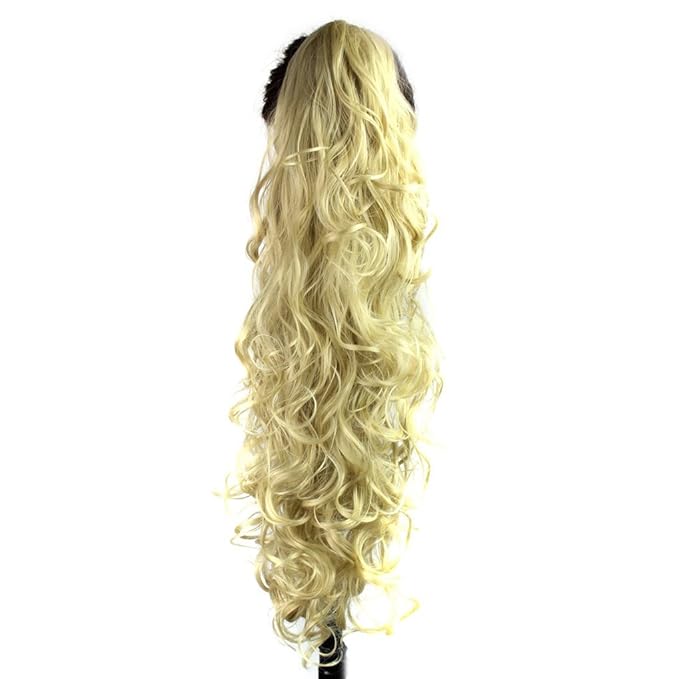 S-ssoy 31"(78cm) Women's Curly Pony Tail Hair Piece Synthetic Claw Clip Ponytail Wavy Long Curled in Hair Extension Extensions Long/Voluminous Wig Hairpieces for Women Girls Lady, 24B-613#