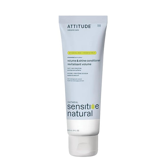 ATTITUDE Extra Gentle Hair Conditioner for Sensitive Dry Scalp, Soothing Oat, Naturally Derived Ingredients, Dermatologically Tested, Vegan Detangler, 8 Fl Oz