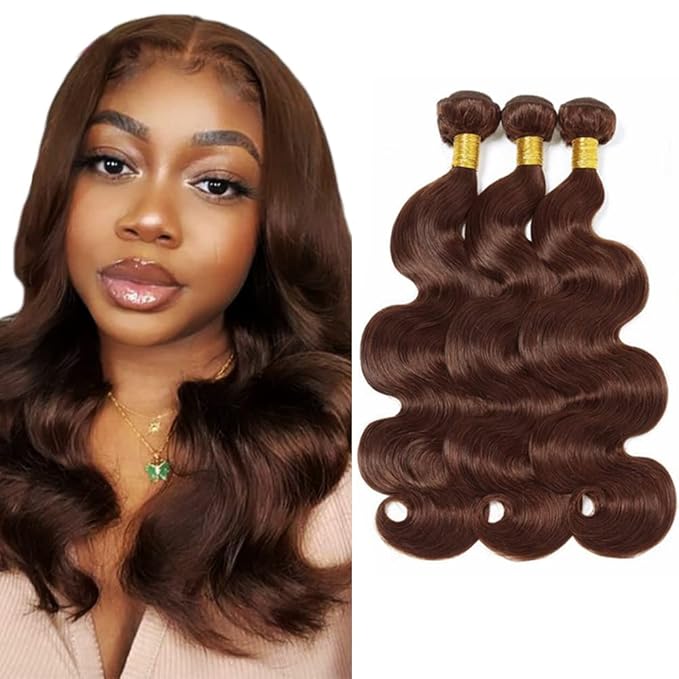 Dark Brown Bundles #4 Body Wave Human Hair Bundles Brown Body Wave Bundle 14 16 18 inch #4 Human Hair Bundle 150g