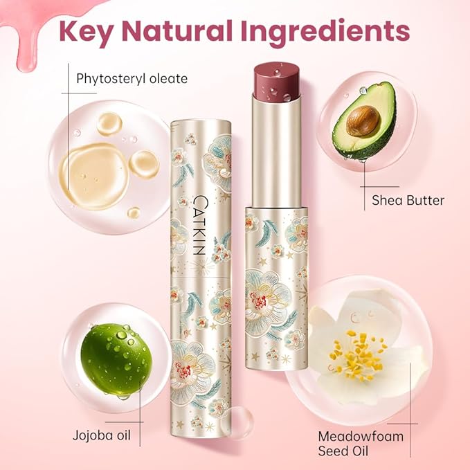 CATKIN Glossy Lip Balm 3pcs Gift Set, Ultra Hydating Glow Lip Tinted Jelly Plump Melting Balm Shea Butter Repair Soothing For Dry Lips Dewy Finished 0.12 oz 01