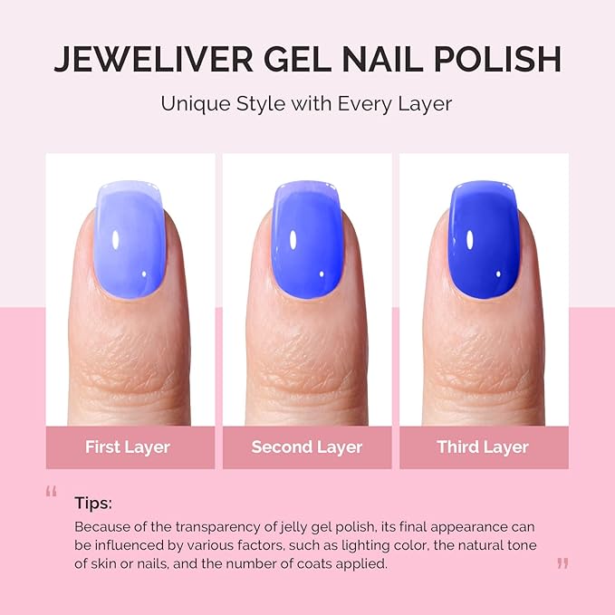 MelodySusie Blue Gel Nail Polish, 0.5Fl.oz Jeweliver Jelly Royal blue Gel Polish Translucent Dark Blue Deep Sheer Color Soak Off U V LED Gel Polish Nail Art Design Manicure Salon DIY At Home JDZ54