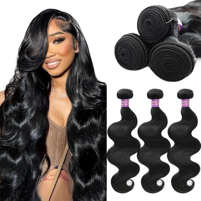 Human Hair Bundles 18 20 22 Inch 3 Body wave Bundles Human Hair 100% Brazilian Virgin Hair Weave Glossy Hair Bundle Natural Black