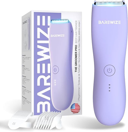 Bikini Trimmer for Women, Pubic Hair Trimmer, Waterproof, USB-C Rechargeable, LED Light, Replaceable Blade, Electric Razors for Women, Electric Lady Shaver (Violet)