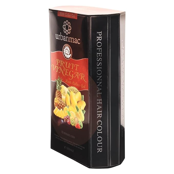 u'rban mac, Fruit V'ine'gar Gel' Hair Colo'r Natural Hair Color Dye for Black Hair Dye (500ml x 2) - Black