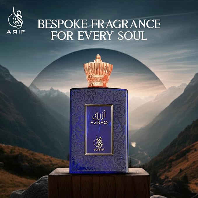 ARIF Azraq Perfumes – Fruity & Fresh Eau de Parfum for Men – Pear, Lavender, Lotus, Cinnamon, Black Vanilla Husk & Amber – Long-Lasting Fragrance – 3.4 oz