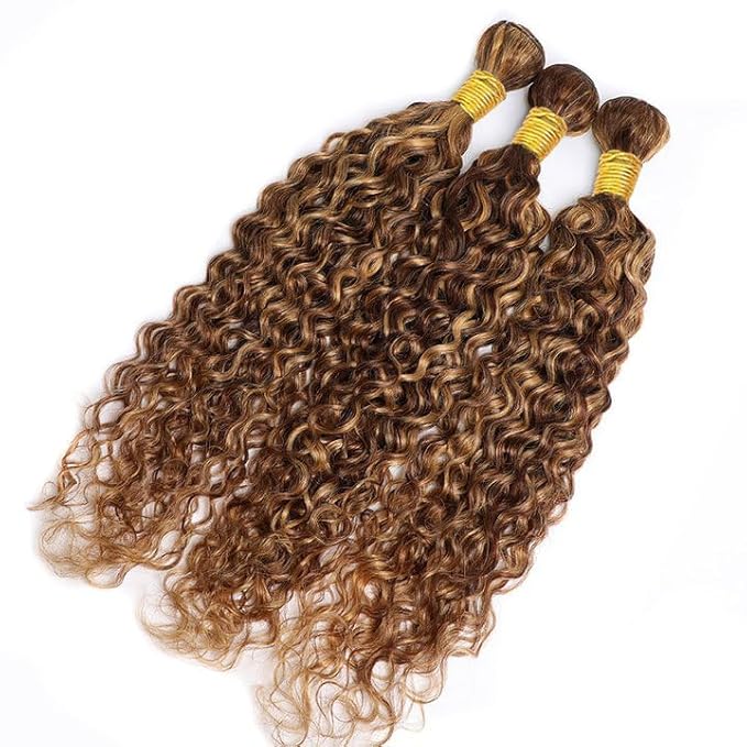 Honey Blonde Bundles Highlight Water Wave Bundle 26 28 30 Inch Brazilian Virgin Hair 3 Bundles P4/27 Wet and Wavy Bundle Hair Weave