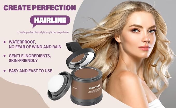 Hairline Powder Instantly Conceals Hair Loss, Root Touch Up Hair Color Powder, Hair Toppers for Women Men, Hair Fibers for Thinning Hair, Root Cover Up lasting 24 hours (Brown, 0.35)