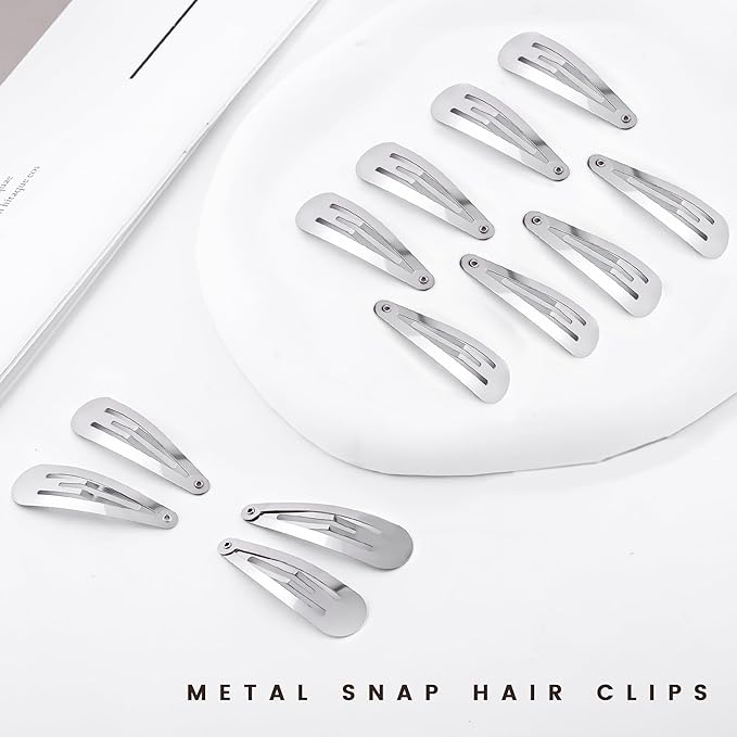 48 PCS Small Metal Barrettes For Women Non Slip Water Drop Snap Clips For Thick Thin Fine Hair Classic Accessories,Silver,1.97 x 0.5 In