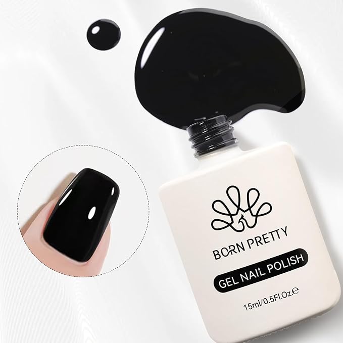 Born Pretty Black Gel Nail Polish Classic Color Nail Gel Polish Nail Art Manicure Salon DIY Home 15ml
