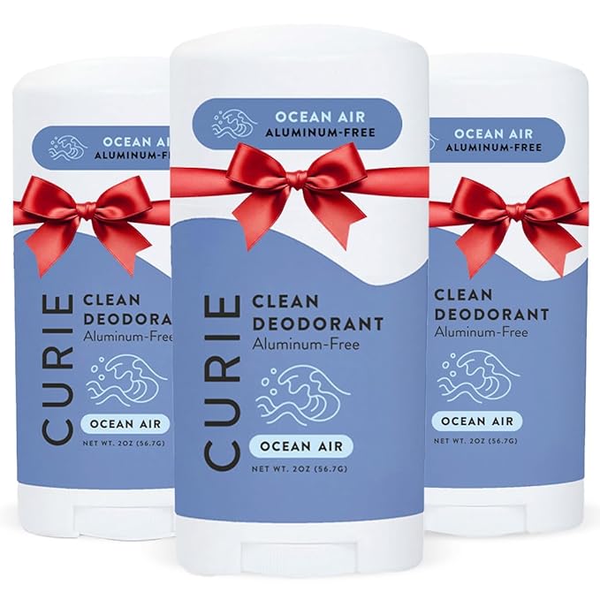 Curie Natural Deodorant for Women - Ocean Air - Aluminum Free, Clean, Sustainable, Vegan, Paraben Free (3pk)
