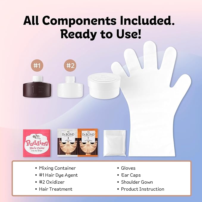 eZn Pudding Hair Dye, Ammonia-Free, Semi-Permanent DIY Korean Hair Dye Color with Keratin, Odorless Gentle for Sensitive Skin No Skin Irritation (Pink_Toner)