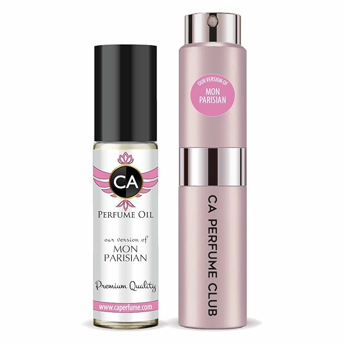 CA Perfume Duo Impression of Mon Parisian For Women Perfume Layering Set Long Lasting Travel Size EDP + Body Oil Roll-On Bottle 0.27 Fl Oz+0.33 Fl Oz