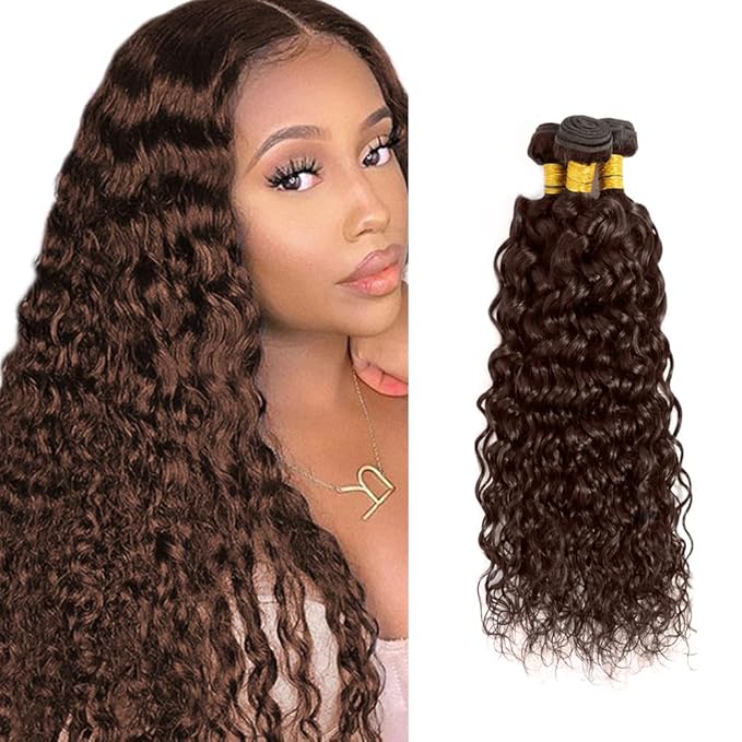 26 28 30 inch Brown Human Hair Bundles Dark Brown Water Wave Bundles #4 Human Hair Bundle #4 Water Wave Bundle