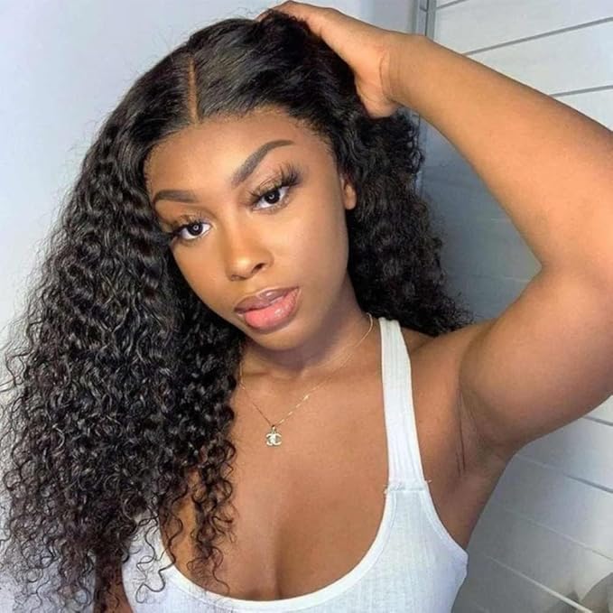 Kinky Curly Lace Front Wig Human Hair 13x4 Wear and Go Glueless Wigs Human Hair Pre Plucked with Baby Hair 20 Inch HD Deep Jerry Curly Wave Lace Frontal Wigs 150% Density Full and Thick