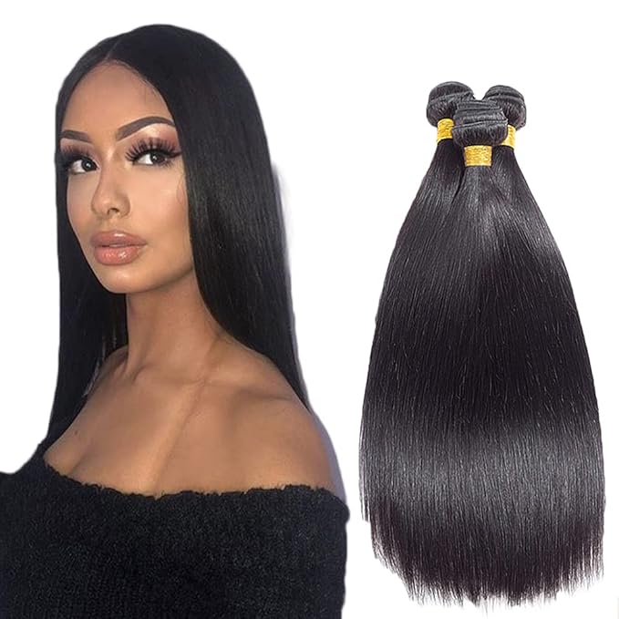 22 24 26 inch Straight Human Hair Bundles Brazilian Straight Bundles Human Hair Natural Black Color