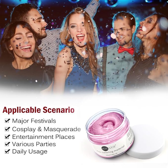 Pink Hair Coloring Wax Temporary Hair Clay Pomades 4.23 oz,Natural Hair Dye Material Disposable Hair Styling Clay Ash for Cosplay,Halloween,Party