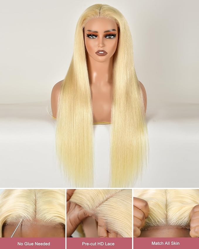 20 InchWear And Go Glueless 613 9x6 HD lace front wig Human Hair Pre Plucked Pre Cut For Beginners Human Hair 180% Density Straight Lace Front Wigs No Glue Pre Cut 3 Seconds To Wear Glueless Wig