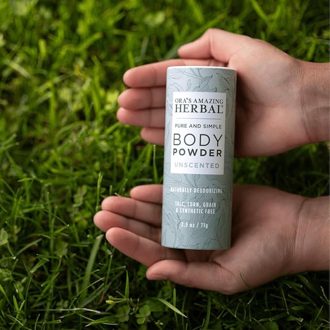 Ora's Amazing Herbal Fragrance Free Body Powder for Women and Men, Unscented Talc Free Talcum Powder, Cornstarch Free Dusting, After Waxing, Natural Sugaring, Foot Powder, Dry Shampoo