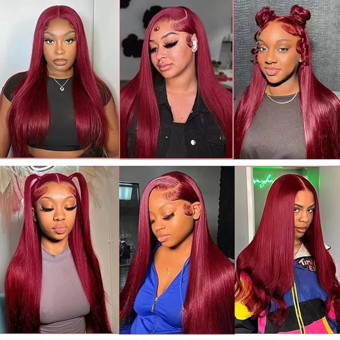 28 30 32 inch WuvuSnm Burgundy Bundles Red Straight Bundles 99j Human Hair Bundle Dark Burgundy Human Hair Bundle 150g
