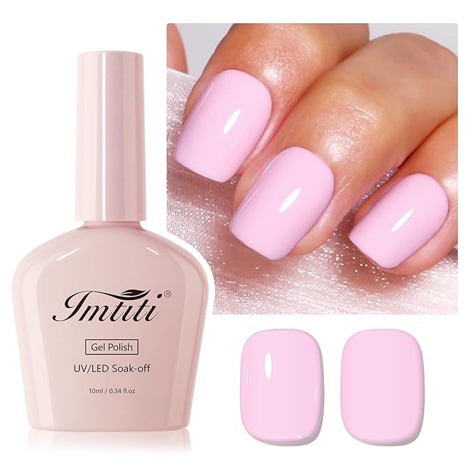 Imtiti Baby Pink Gel Polish, 1Pcs Barely Pink Soak Off UV LED Gel Nail Polish Long Lasting Manicure Salon DIY at Home(0.34 Fl Oz-1919)