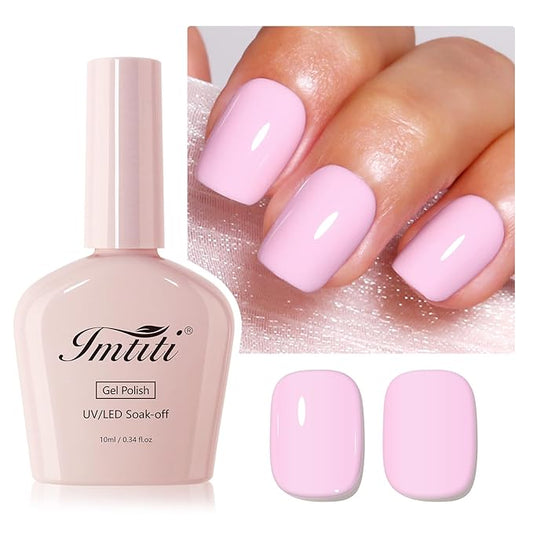 Imtiti Baby Pink Gel Polish, 1Pcs Barely Pink Soak Off UV LED Gel Nail Polish Long Lasting Manicure Salon DIY at Home(0.34 Fl Oz-1919)