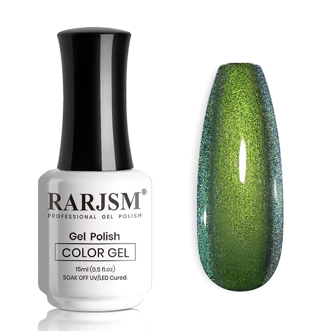 RARJSM Chameleon Glitter Gel Nail Polish Green to Blue Color Changing Pigments Gel Polish 15ML Multichrome Holographic Sparkle Shimmer Nail Gel Varnish Soak Off Curing Requires DIY at Home Salon