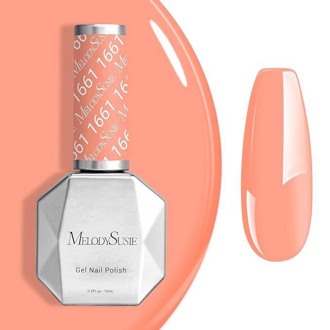 MelodySusie Coral Orange Gel Nail Polish, 0.5 fl oz Soak Off UV LED Creamy Orange Gel Polish Christmas Gift for Women Nail Art Manicure Salon DIY Nail Design Decoration at Home-1661