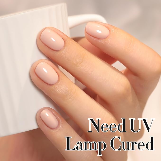 Double Rhythm 0.50 OZ Gel Polish Hema Free Same Color Same Bottle Golden Round Translucent Neutral Natural Milky 15 ML Jelly UV Polish Art DIY at Home (Nude Beige-C1537)