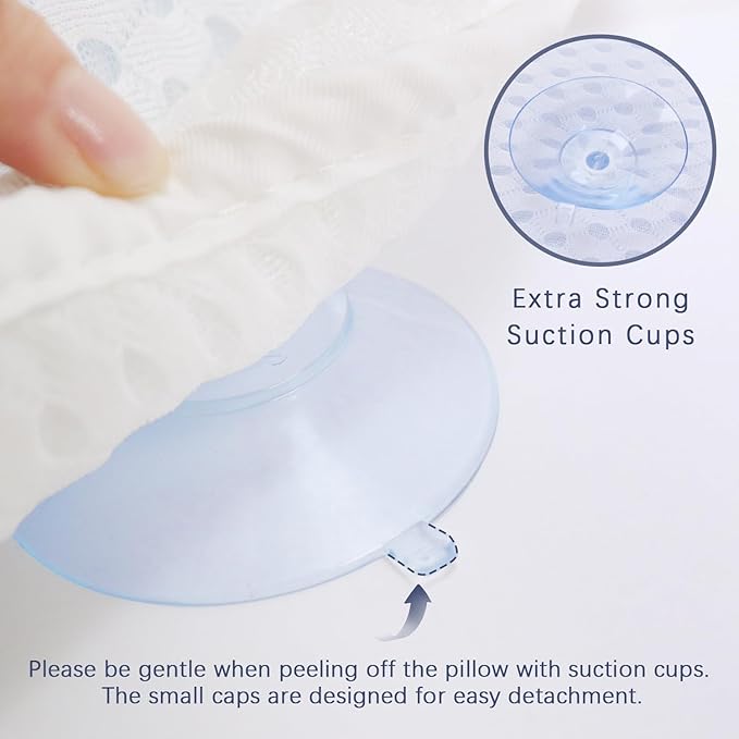 Bathtub Bath Pillows for Tub - Bath Tub Pillow Headrest with Ergonomic TPE, Bathtub Pillow for Neck & Back Support with Strong Suction Cups & Hook