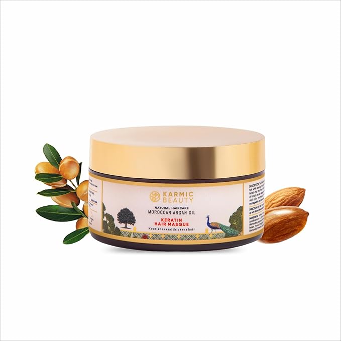100% Organic Moroccan Argan Oil & Natural Keratin Masque | For Dry, Damaged & Color Treated Hair | Cold Pressed Oils for Deep Nourishment | Sulfates, Parabens & Cruelty Free | 7 oz