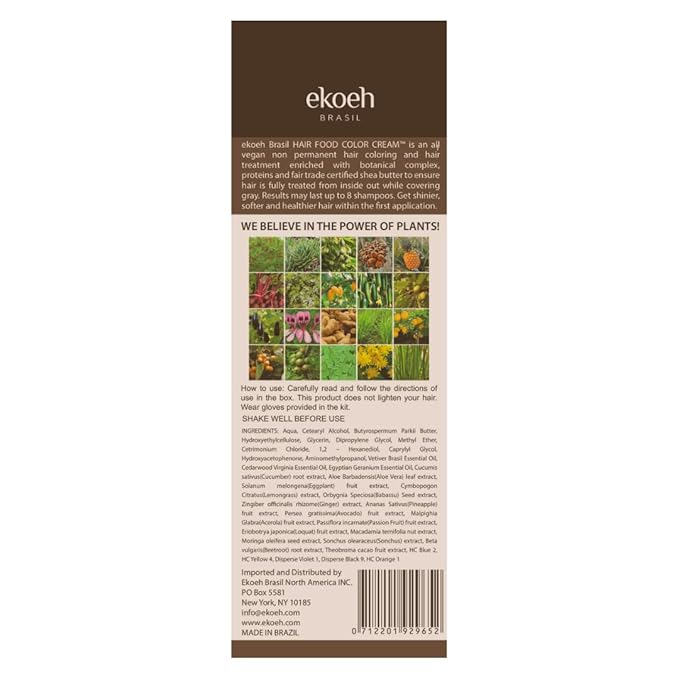 Hair Color EKOEH BRASIL Cream Golden Brown, PPD FREE, VEGAN 2.7fl.oz