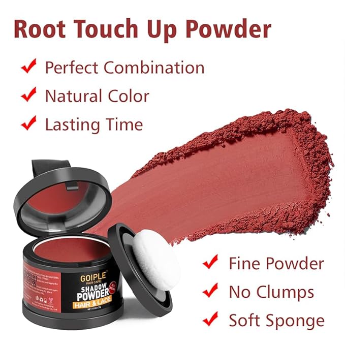 Root Cover Up Powder for Women - Hairline, Bald Spots, Eyebrows, Beard Line Touch Up - Light Blonde Hair Fibers for Thinning Hair Shadow, 2 Pack (Red Brown)