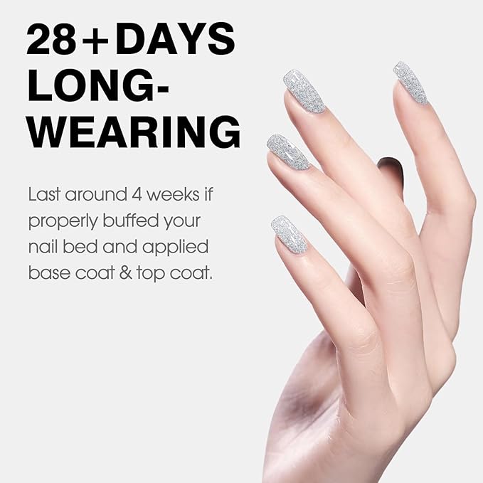 CANNI Glitter Gel Nail Polish – 1pcs 9ml Silver Iron Color, Soak Off UV LED Nail Gel for DIY Nail Art, Salon or Home Manicure