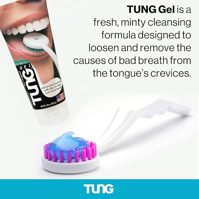 Tung Brush Tongue Cleaner, Plastic Tung Scraper, Tongue Cleaning to Fight Bad Breath, Halitosis Defense, USA Made, 2-Pack w/Cap