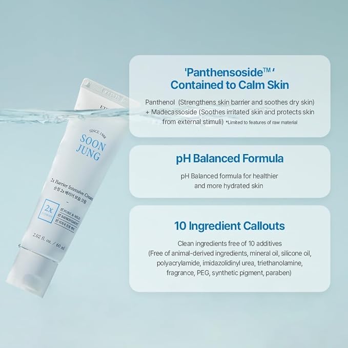 ETUDE SoonJung 2x Intensive Cream Best Trio Set for Barrier Repair | 2x Barrier Cream 2.02 Fl Oz + pH 5.5 Relief Toner 0.85 Fl Oz + Foam Cleanser 0.68 Fl Oz, Korean Skin Care